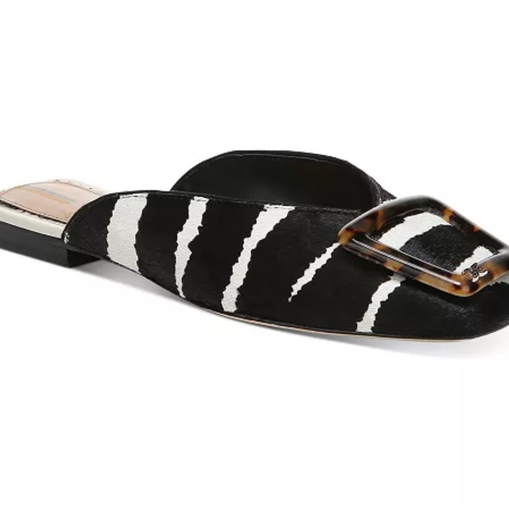 Sam Edelman Black and White Zebra Mules